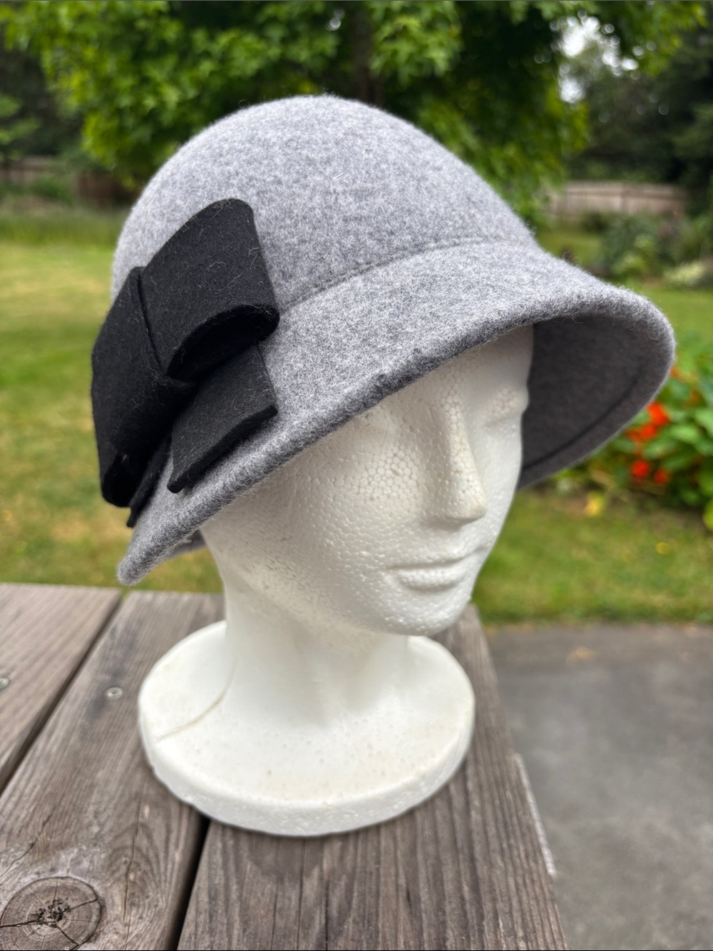 Classic Grey Wool Cloche Hat